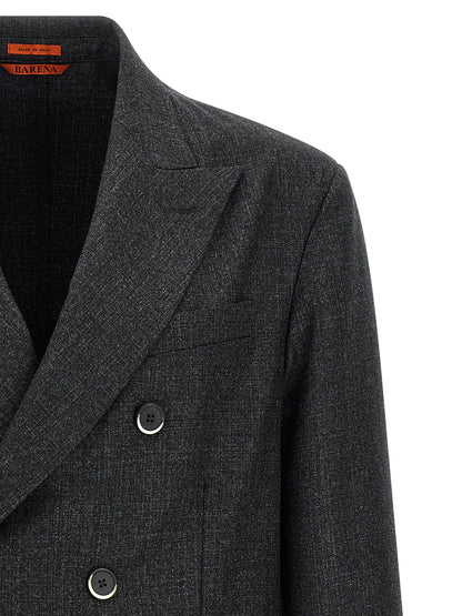 Blazer by BARENA for men in virgin wool gray showcases a polished silhouette, highlighted by a refined split neckline and polished for a sophisticated finish.