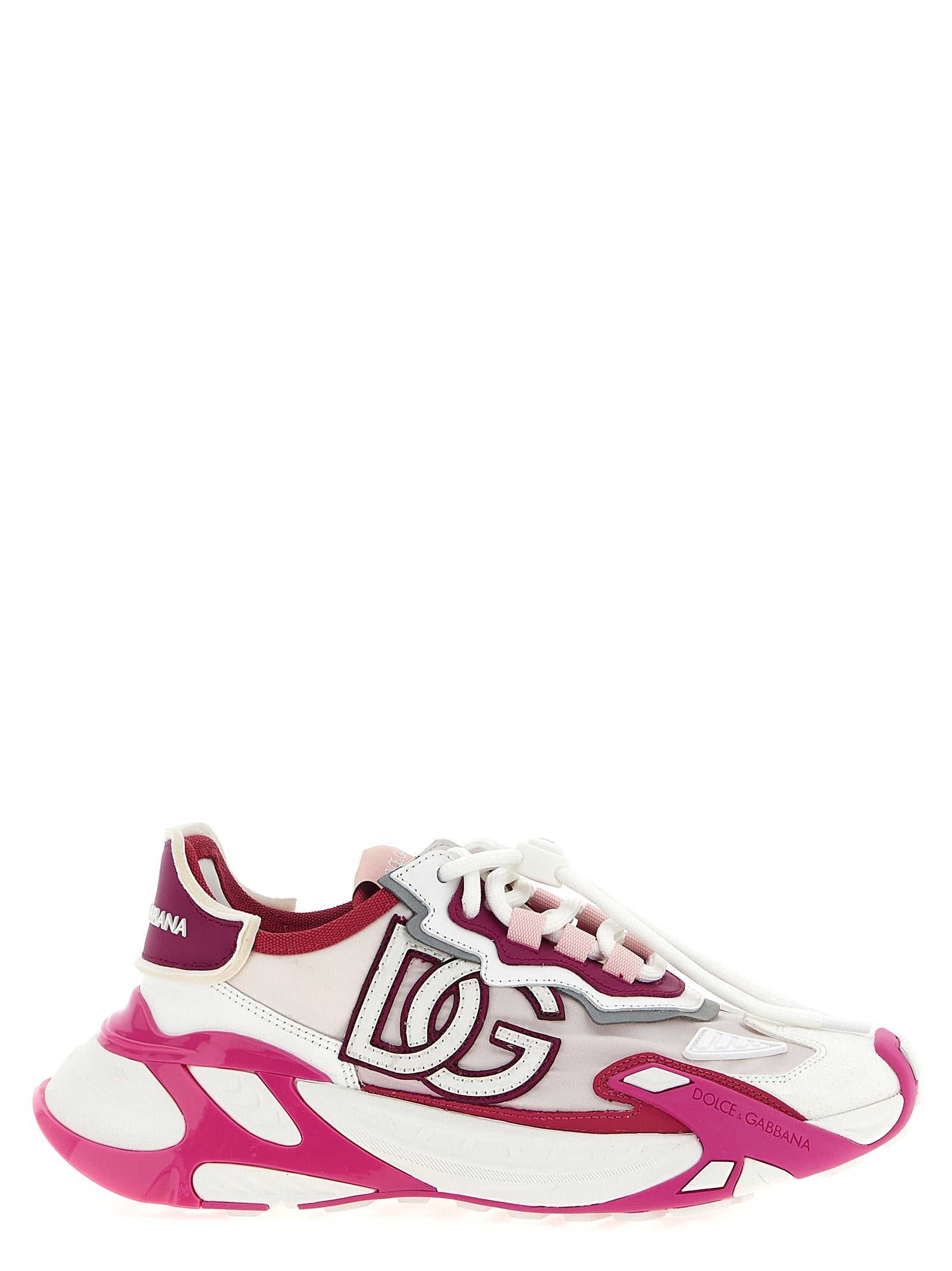 Athletic Sneakers by Dolce & Gabbana for women in tu viscose polyamide suede leather fuchsia presents a sleek silhouette, perfectly capturing the athletic style essence of Women's Athletic TU Viscose Polyamide Suede Leather Sneakers with its sleek design and premium finish.