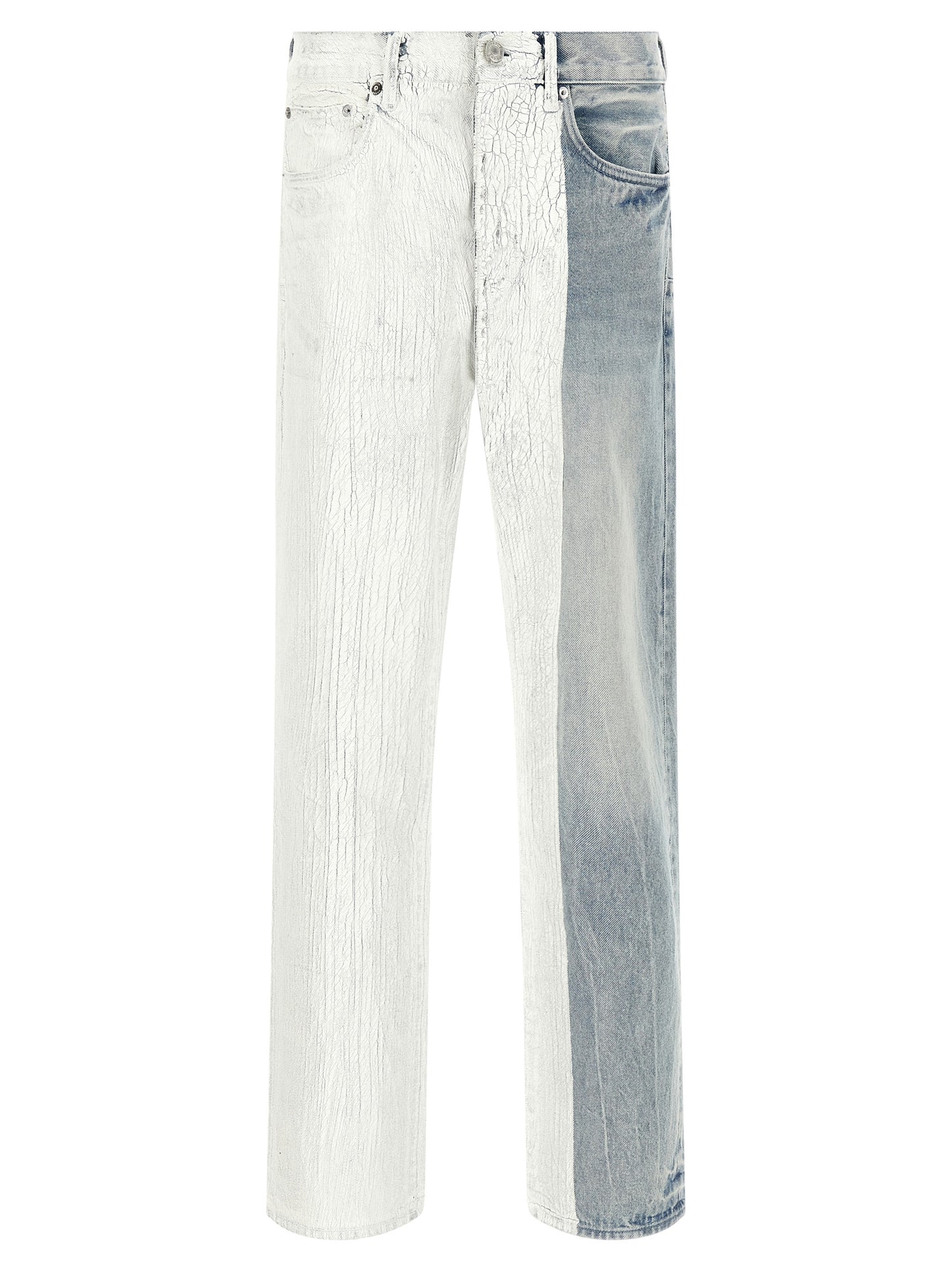 Jeans by PURPLE for men in denim cotton light-blue, purple & silver presents a refined pantology silhouette, artfully defined by a refined pantology straight-leg, long, and a sophisticated mid rise.