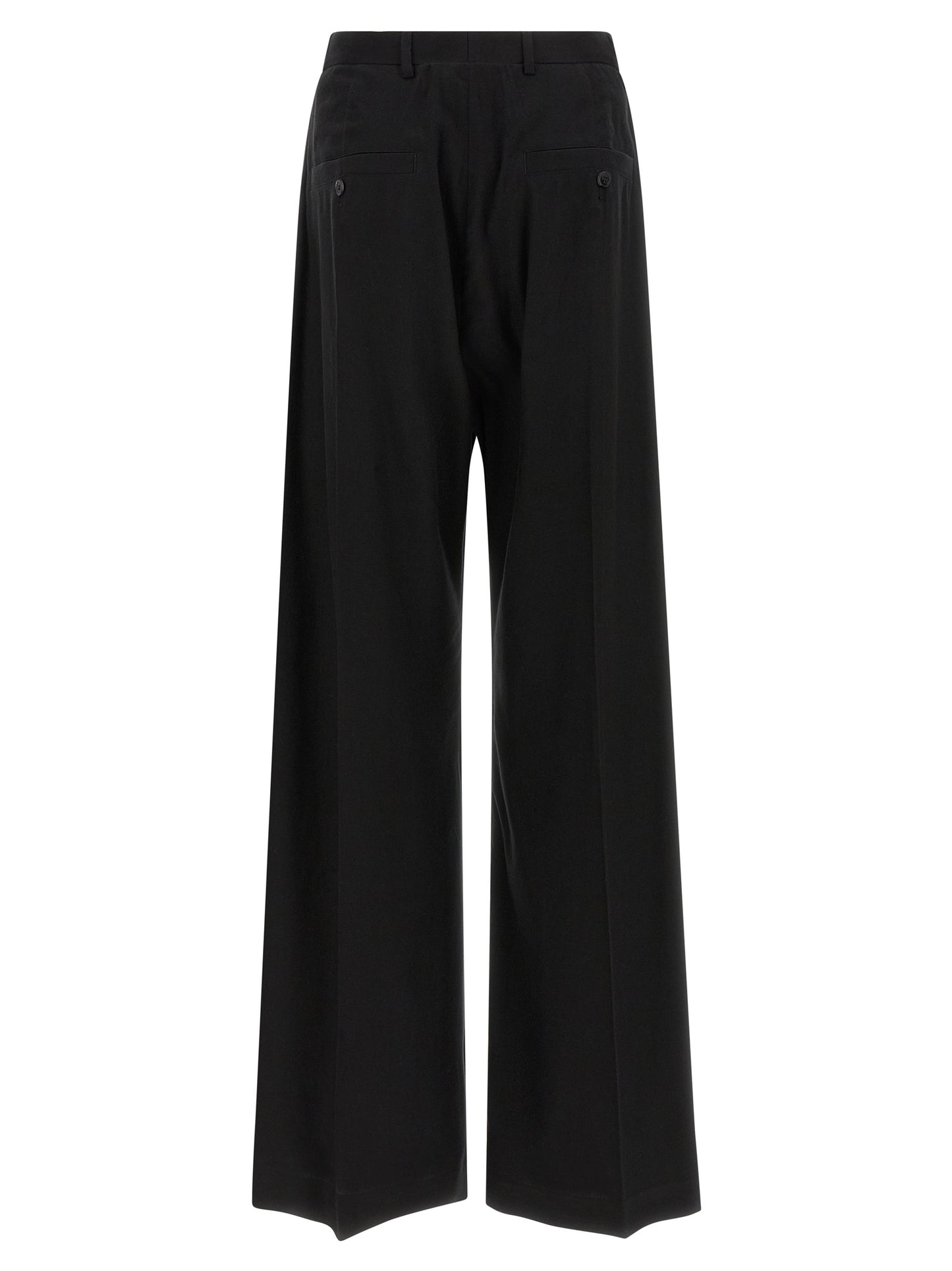 Pants by Rick Owens for women in wool cotton black features an on trend silhouette with a and wide cut in an elegant long for a sophisticated look.