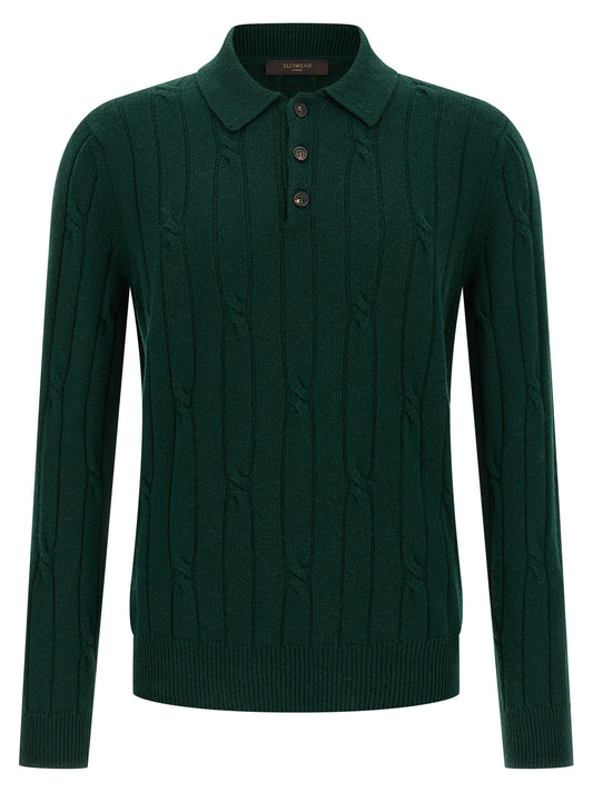 Polo Shirt by ZANONE for men in cashmere virgin wool bicolour & green features a eye catching silhouette, showcasing a refined and long-sleeve for a eye catching finish.