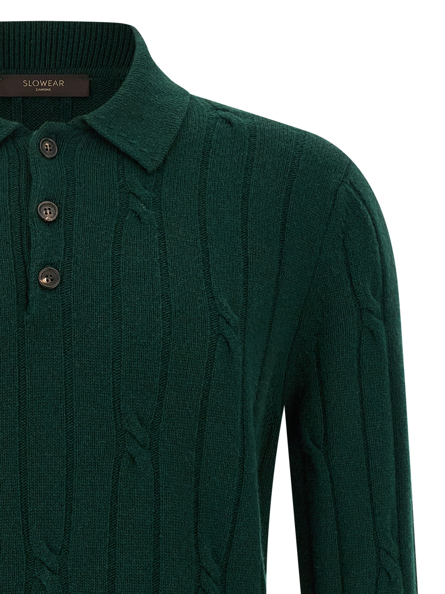 Polo Shirt by ZANONE for men in cashmere virgin wool bicolour & green presents a sleek silhouette, featuring a refined and for a sleek finish.