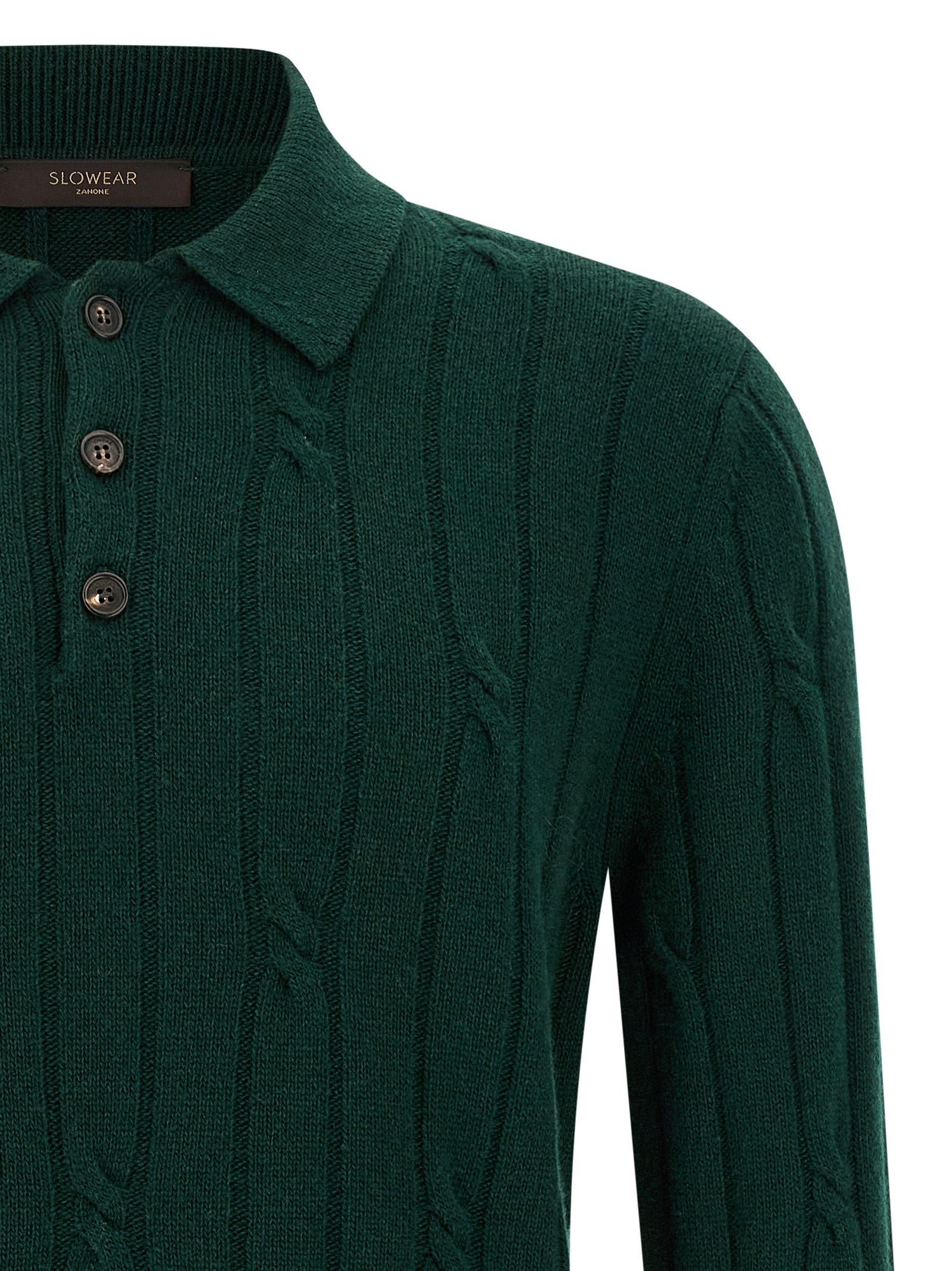 Polo Shirt by ZANONE for men in cashmere virgin wool bicolour & green presents a sleek silhouette, featuring a refined and for a sleek finish.