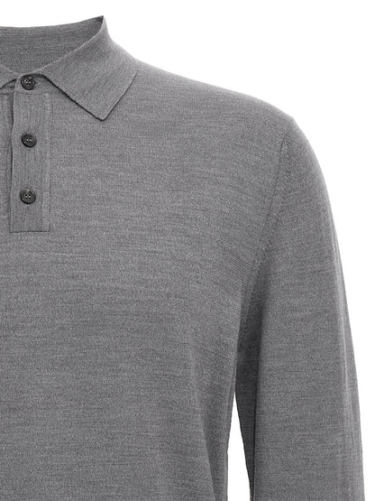 Polo Shirt by ZANONE for men in cashmere silk gray presents a crisp silhouette, artfully detailed with a crisp and crisp .