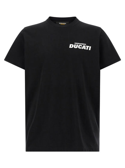 T-Shirt by Dsquared² for men in cotton bicolour, black, white & print showcases a chic silhouette, artfully detailed with a chic crew neckline and short-sleeve for a chic finish.