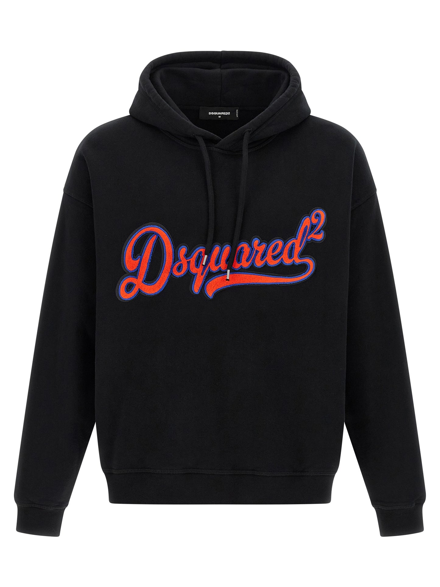 Sweatshirt Hoodie by Dsquared² for men in cotton black features an avant-garde silhouette, showcasing a sophisticated hooded neckline and detail for a truly avant-garde finish.