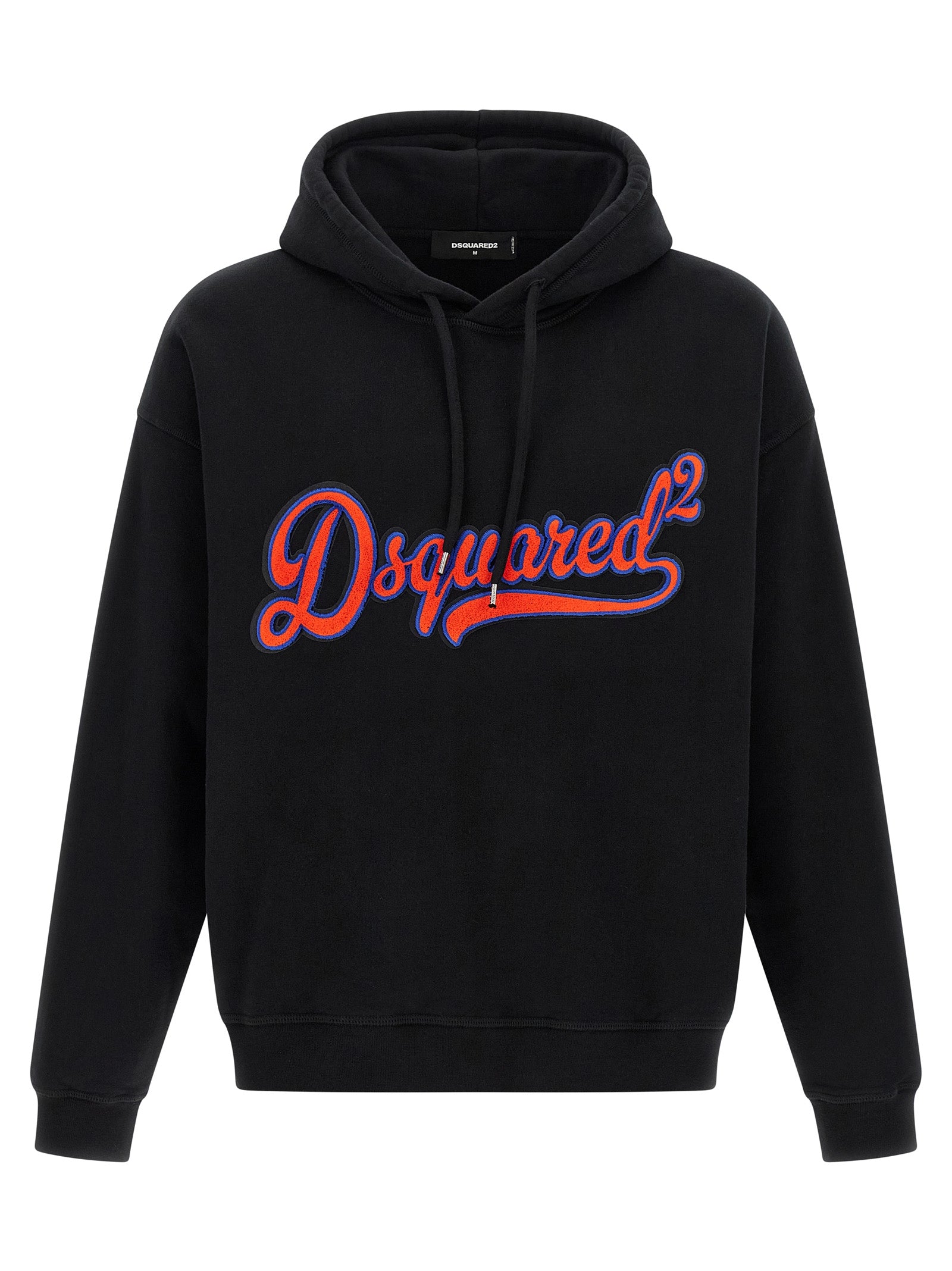 Sweatshirt Hoodie by Dsquared² for men in cotton black features an avant-garde silhouette, showcasing a sophisticated hooded neckline and detail for a truly avant-garde finish.