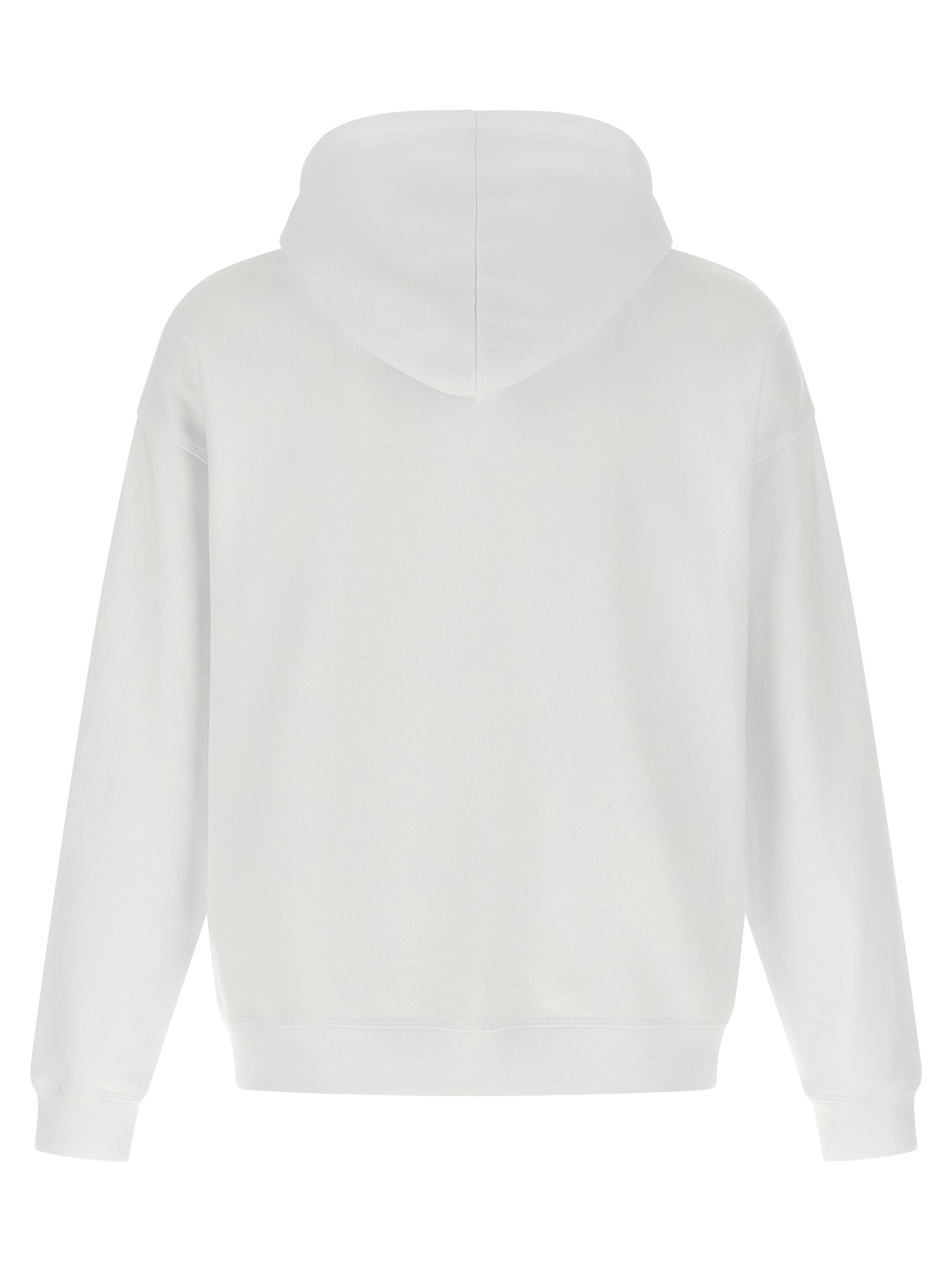 Sweatshirt Hoodie by Dsquared² for men in cotton bicolour, black, white & print features a slouchy chic silhouette, detailed with a slouchy chic and a signature hooded neckline for an elevated aesthetic.