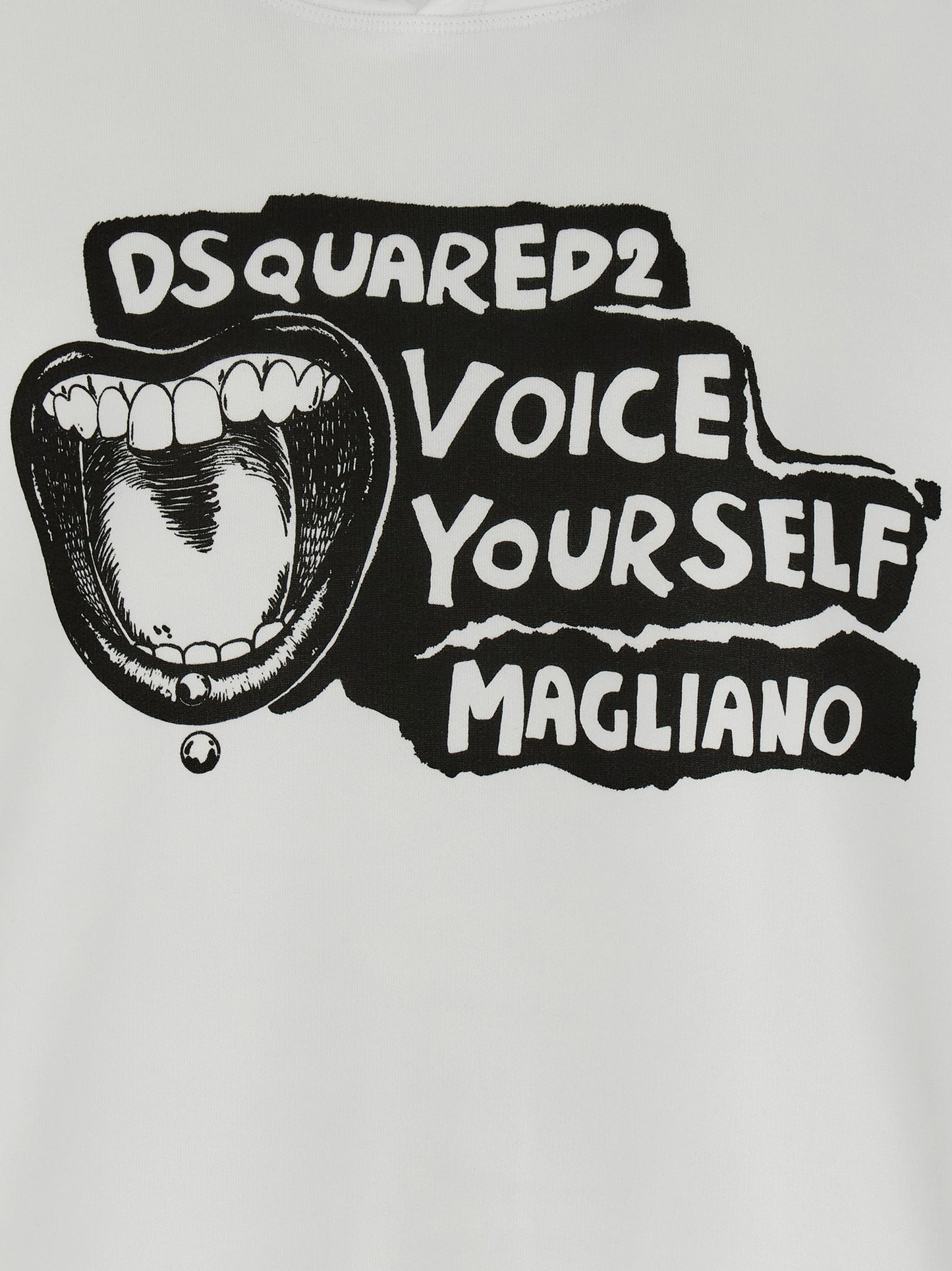 Sweatshirt Hoodie by Dsquared² for men in cotton bicolour, black, white & print features an avant-garde silhouette, showcasing a sophisticated and detail for a truly avant-garde finish.