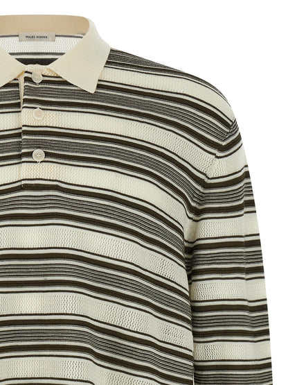 This Polo Shirt by WALES BONNER for men in polyamide viscose wool multicolor, patterned, signature & striped presents a flawless silhouette, showcasing flawless detailing and a refined asymmetric neckline for a truly flawless aesthetic.