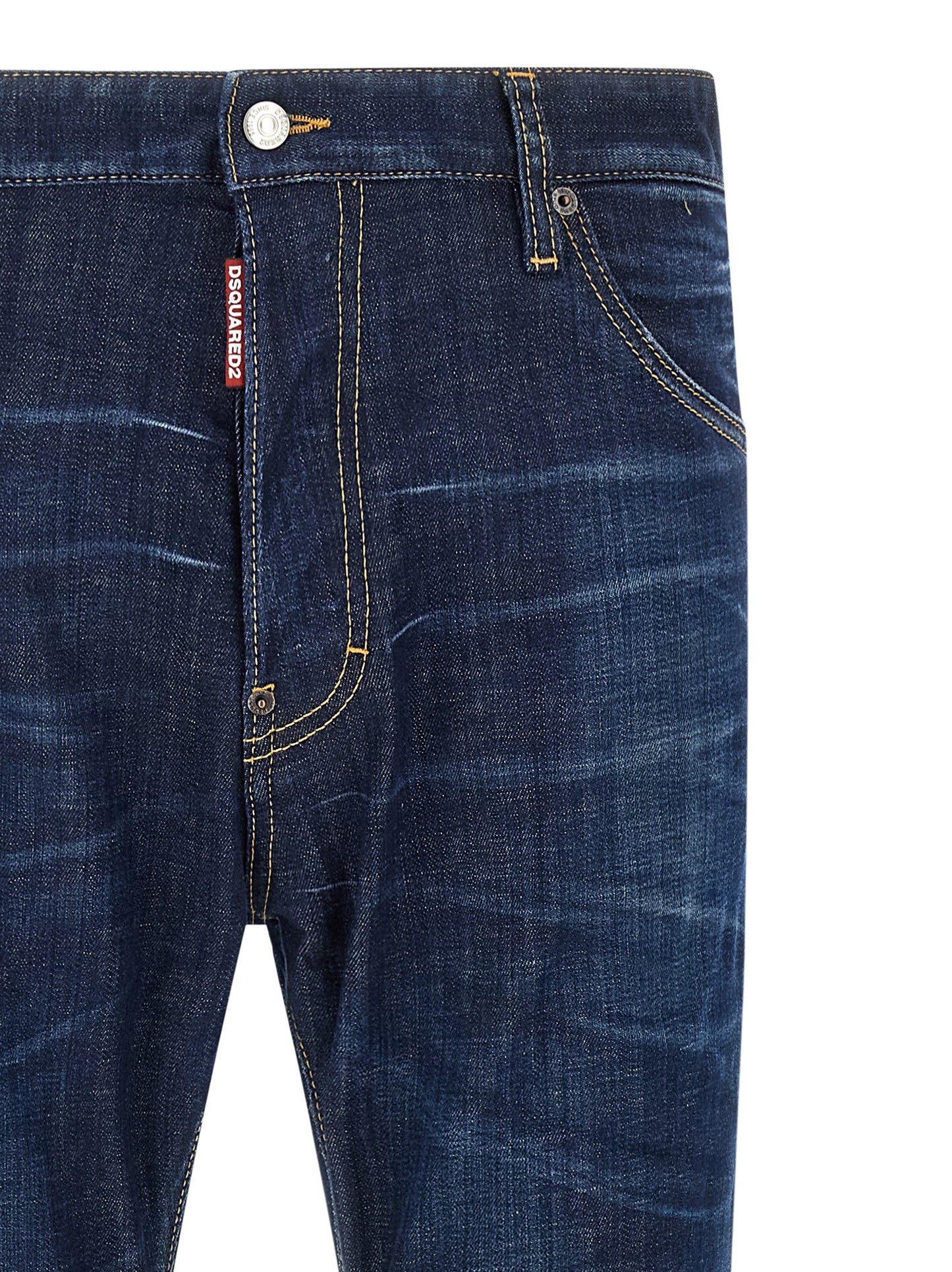 Jeans by Dsquared² for men in stretch denim cotton blue features an sartorial straight-leg and long with a cut for a sartorial finish.
