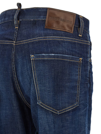 Jeans by Dsquared² for men in stretch denim cotton blue features an sophisticated and straight-leg with a precise long, creating a sophisticated and sophisticated silhouette.