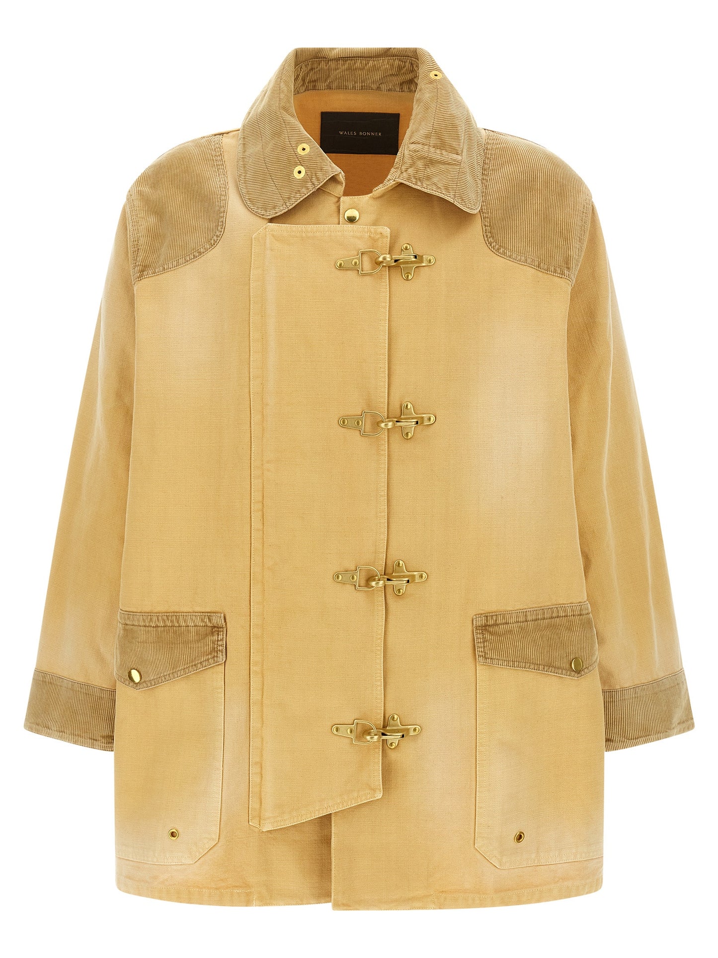 Overcoat by WALES BONNER for men in cotton corduroy beige features a cosy chic silhouette, artfully detailed with a sophisticated shirt-collar neckline and premium for a cosy chic finish.