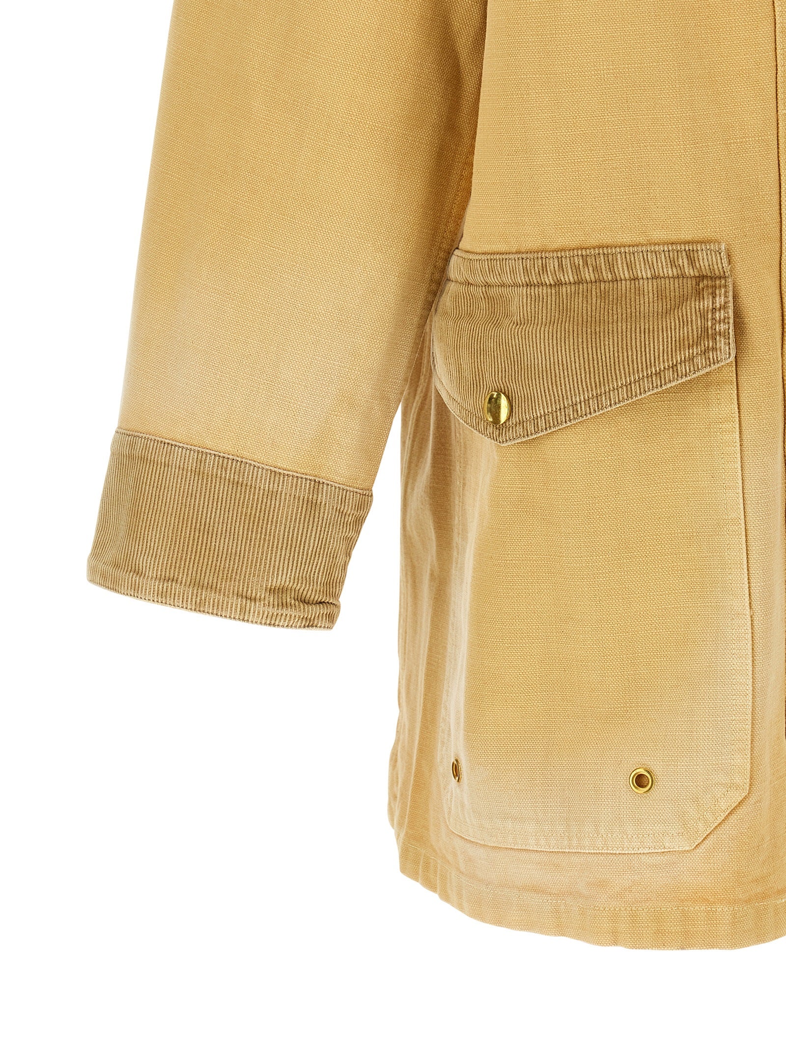 Overcoat by WALES BONNER for men in cotton corduroy beige showcases a enveloping silhouette, detailed with distinctive and a enveloping .