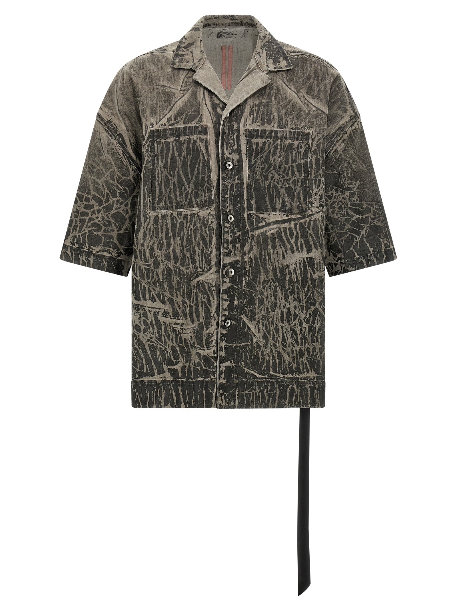 Shirt by DRKSHDW for men in stretch denim cotton gray & natural, featuring a nuanced short-sleeve and nuanced for a sophisticated finish.