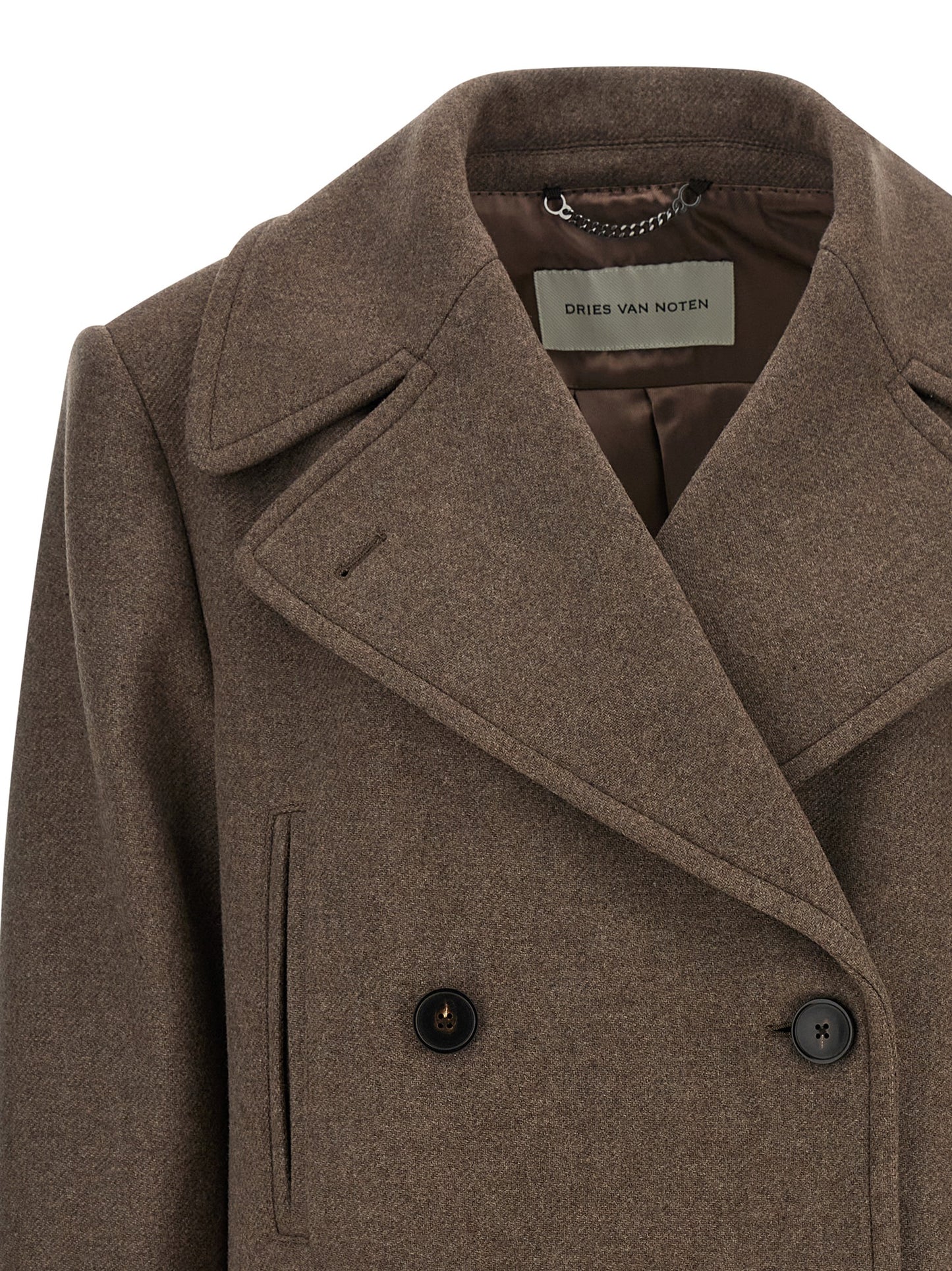 Overcoat by Dries Van Noten for women in polyamide wool brown features a cosy chic silhouette, artfully detailed with a sophisticated and premium insulated for a cosy chic finish.
