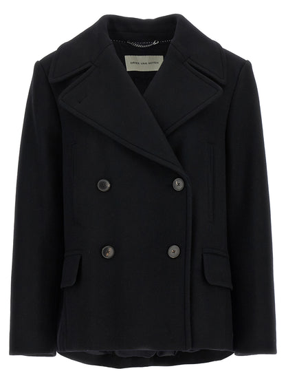 Overcoat by Dries Van Noten for women in viscose cotton & wool black presents a luxurious silhouette, showcasing a luxurious and sophisticated insulated for a premium, luxurious look.