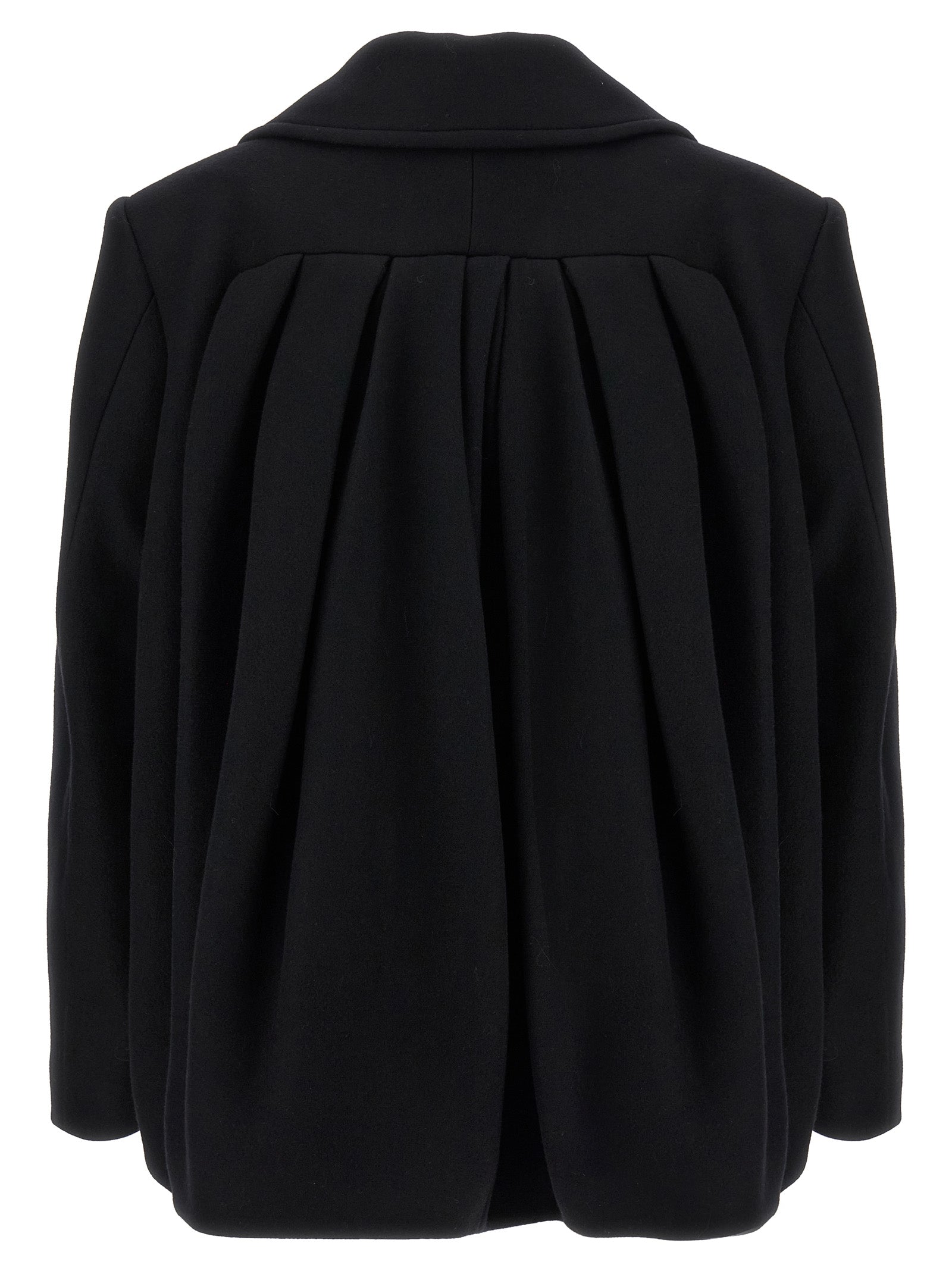 Overcoat by Dries Van Noten for women in viscose cotton & wool black features an voluminous silhouette, showcasing distinct insulated and a voluminous for a truly voluminous aesthetic.