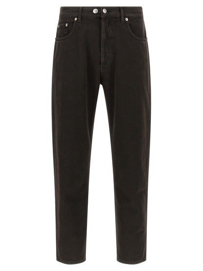 Jeans by Department 5 for men in denim cotton black presents a refined pantology silhouette, artfully defined by a refined pantology tapered-leg, straight-leg & cropped, cropped, and a sophisticated mid rise.