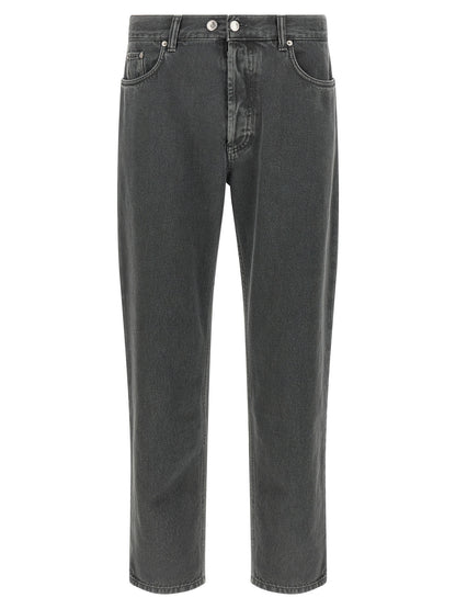 Jeans by Department 5 for men in denim cotton gray features a polished silhouette with a polished tapered-leg, straight-leg & cropped, reaching a polished cropped and finished with a polished mid rise.