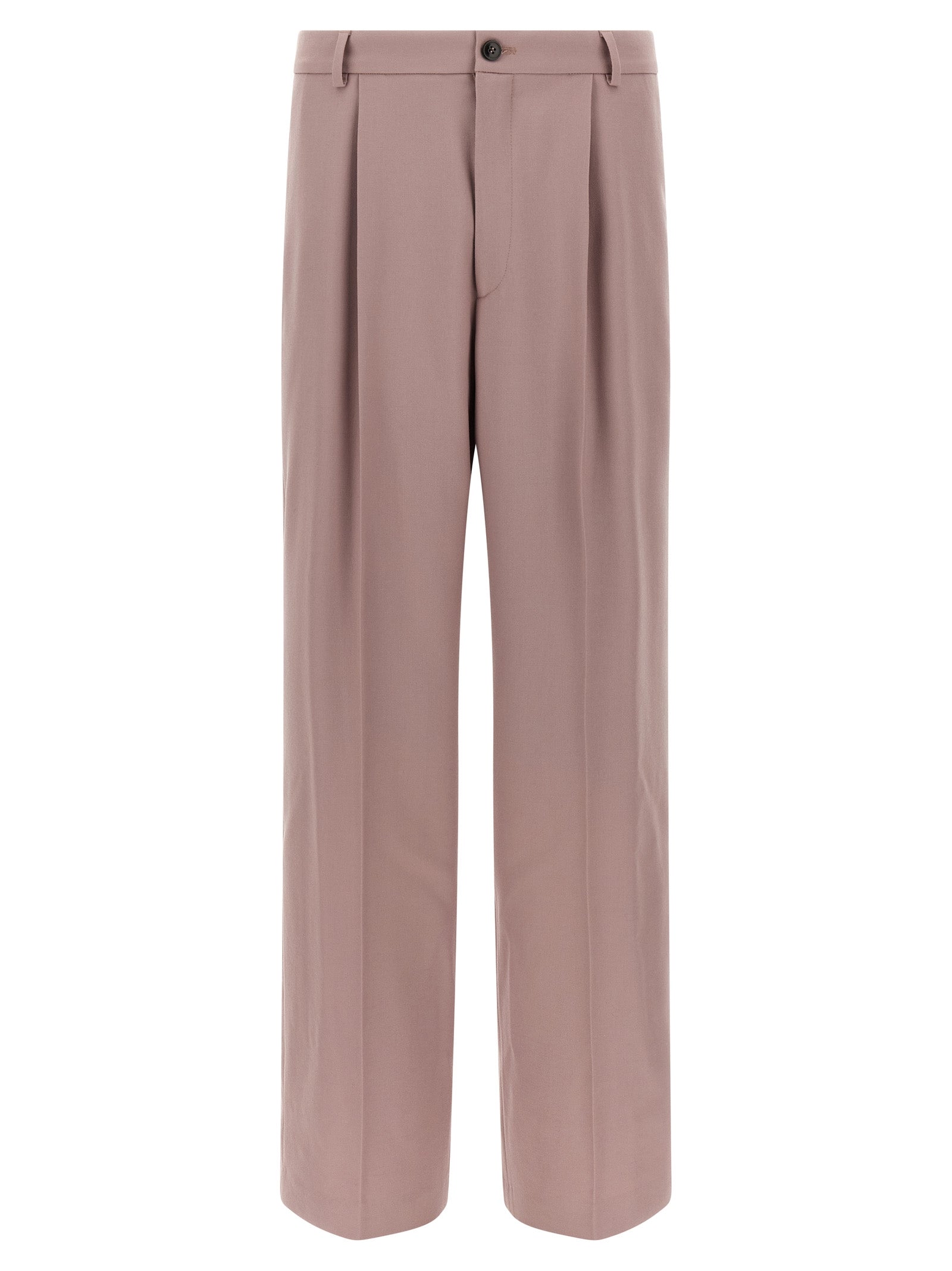Trousers by Dries Van Noten for men in wool multicolor & pink features an on trend silhouette, showcasing a sophisticated straight-leg & wide with a long and for an on trend finish.