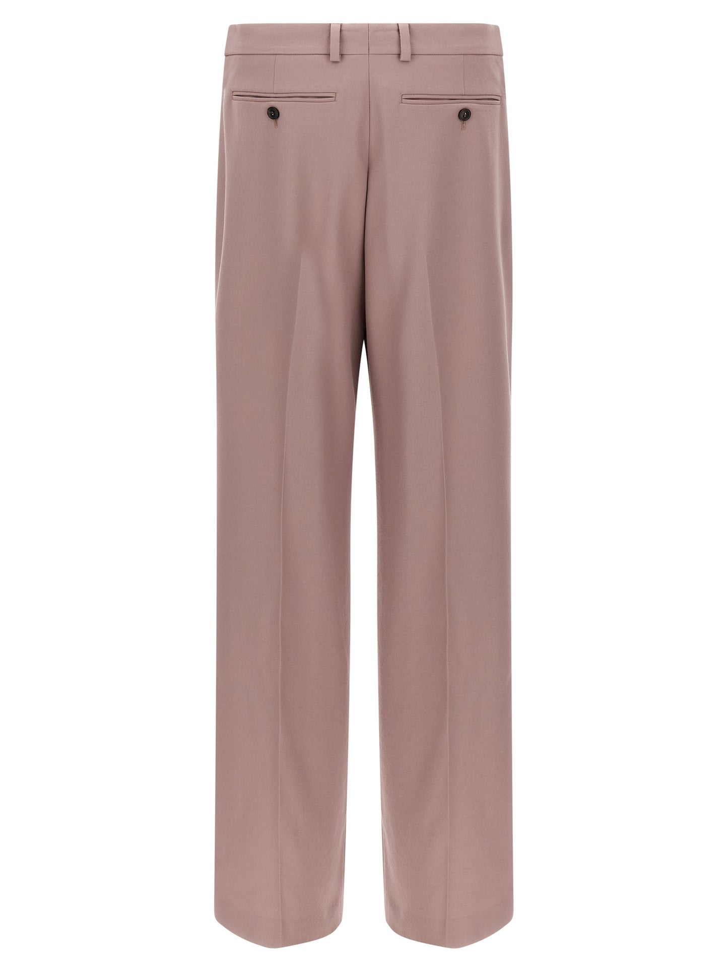 Trousers by Dries Van Noten for men in wool multicolor & pink features an sartorial silhouette, showcasing a precise straight-leg & wide and long with a sartorial for a refined look.