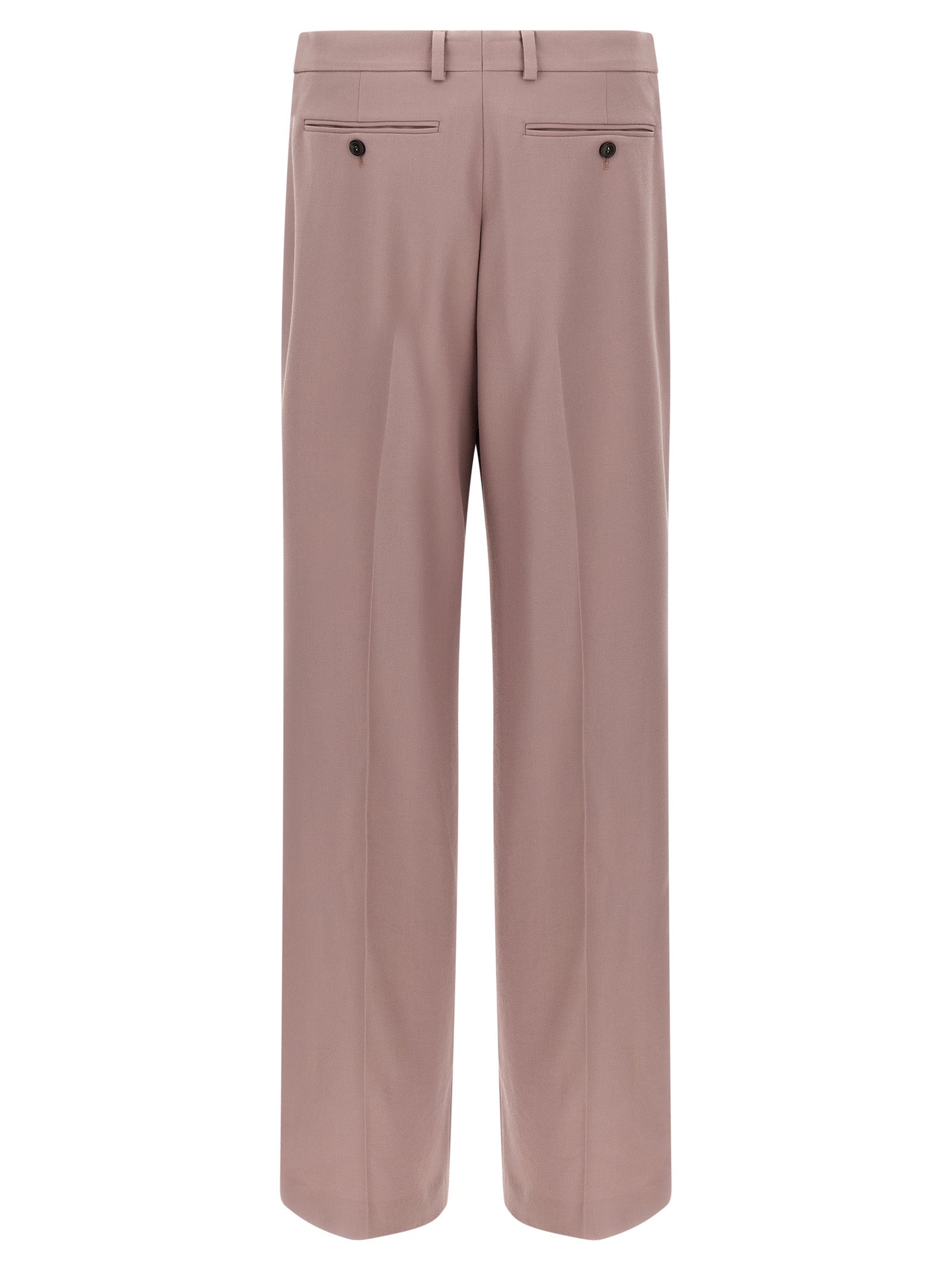 Trousers by Dries Van Noten for men in wool multicolor & pink features an sartorial silhouette, showcasing a precise straight-leg & wide and long with a sartorial for a refined look.
