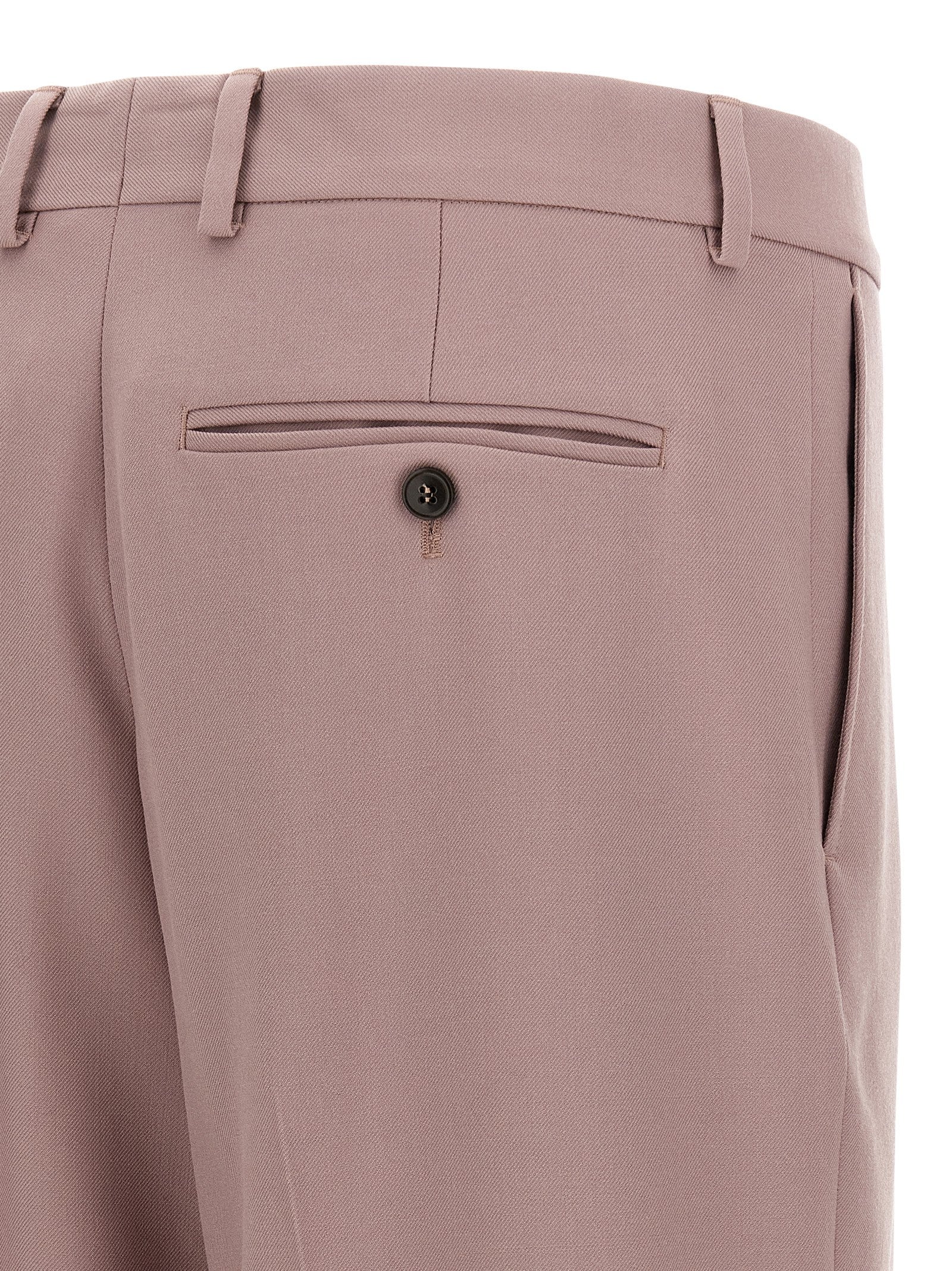 Trousers by Dries Van Noten for men in wool multicolor & pink features an on trend silhouette, showcasing a sophisticated straight-leg & wide with a long and for an on trend finish.