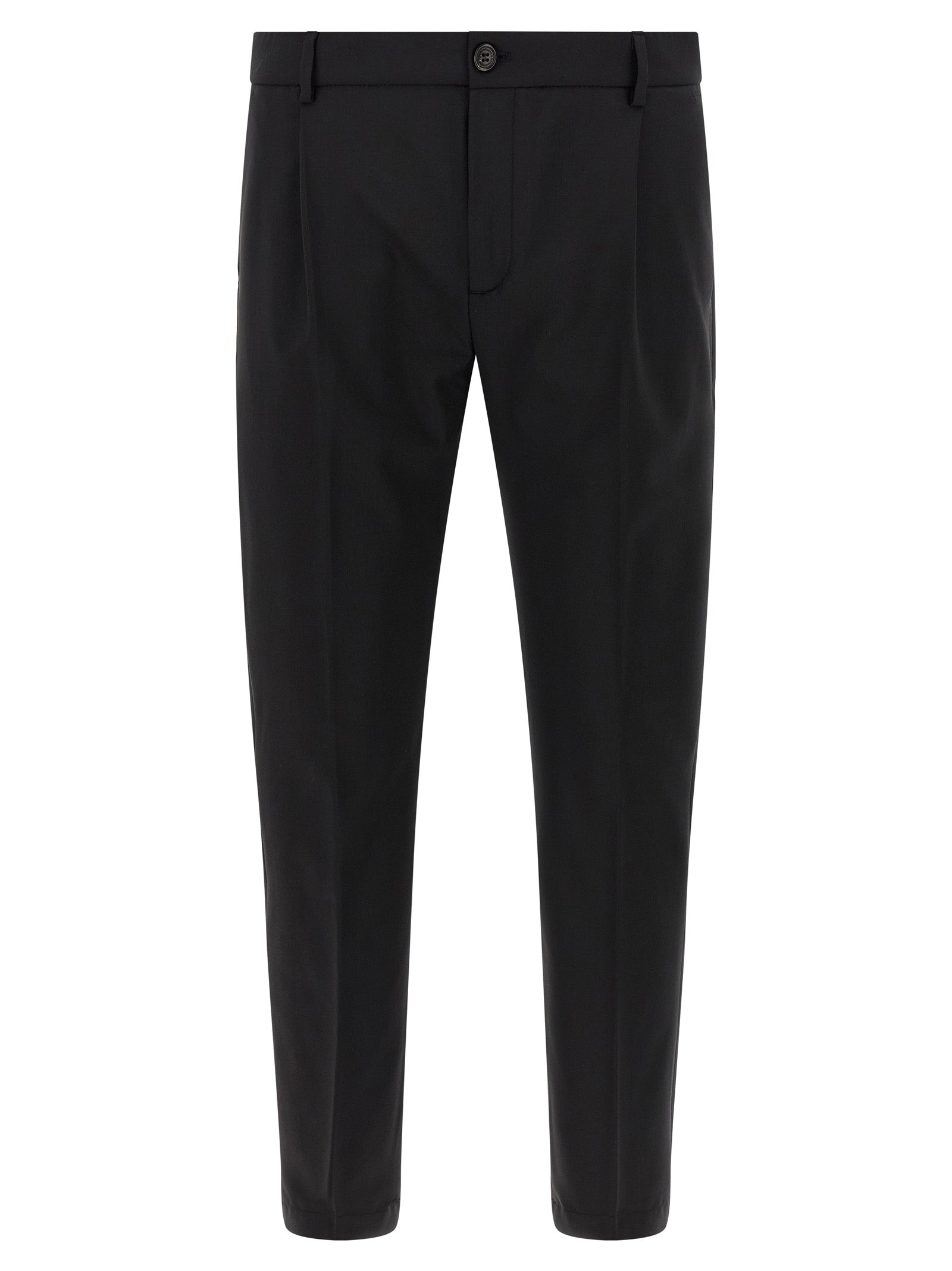 Trousers by Department 5 for men in polyester & virgin wool black features a tailored silhouette with a tailored cropped, defined by its cropped and a sophisticated .