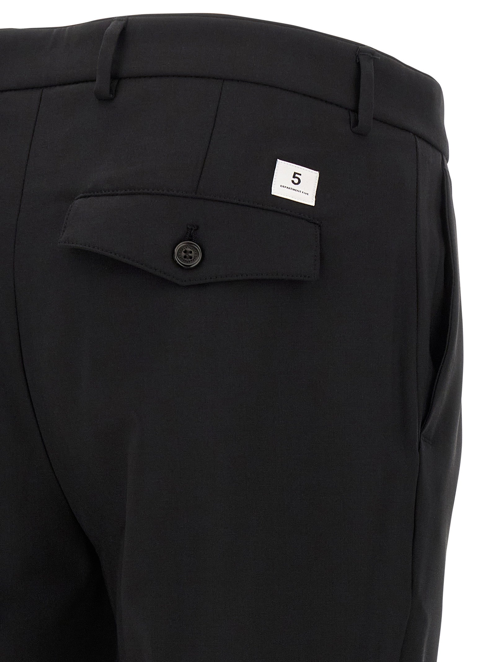 Trousers by Department 5 for men in polyester & virgin wool black presents a smart silhouette, meticulously detailed with a smart cropped, a smart cropped, and a smart .