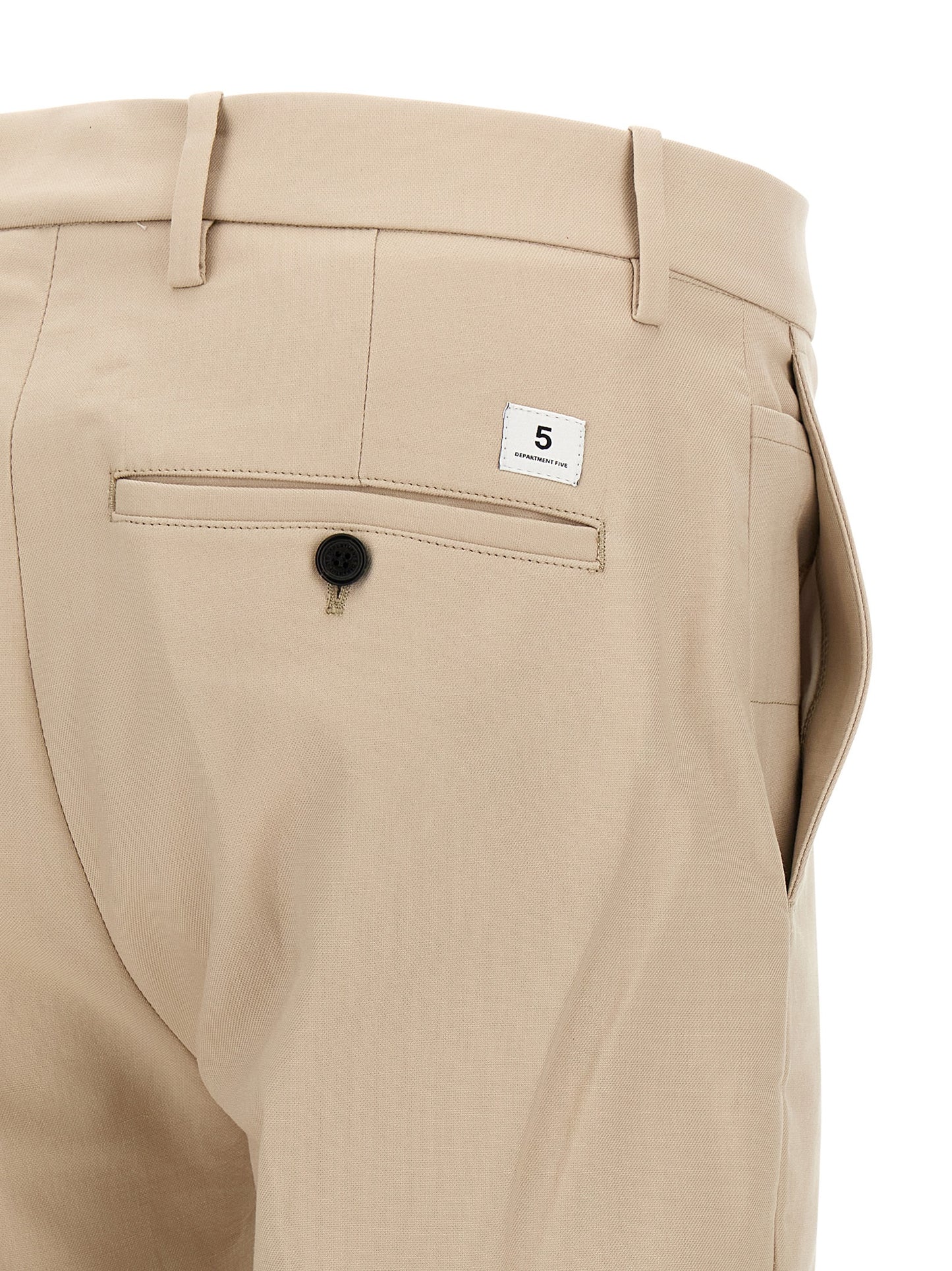 Chinos Pants by Department 5 for men in cotton beige presents a sartorial luxe silhouette, showcasing a sophisticated straight-leg with a long and low rise for a premium, sartorial luxe finish.