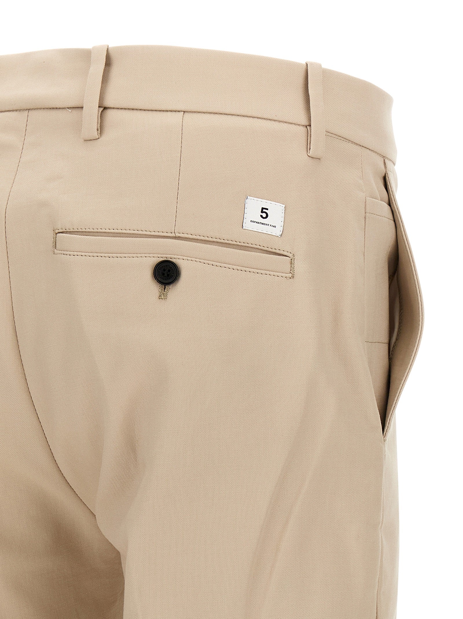 Chinos Pants by Department 5 for men in cotton beige presents a sartorial luxe silhouette, showcasing a sophisticated straight-leg with a long and low rise for a premium, sartorial luxe finish.