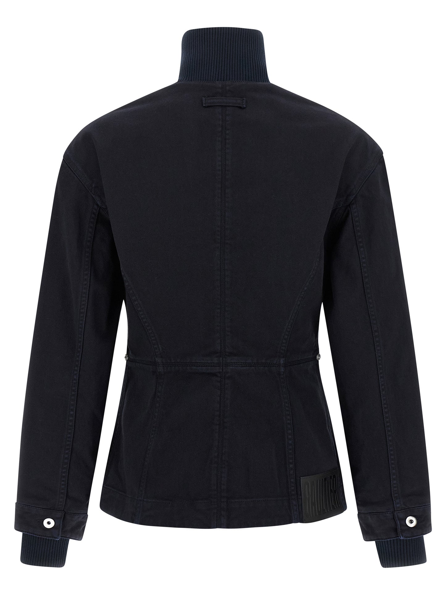 This Trucker Jacket by Jean Paul Gaultier for women in denim cotton blue exhibits a edgy silhouette, meticulously detailed with functional and a edgy for a edgy finish.