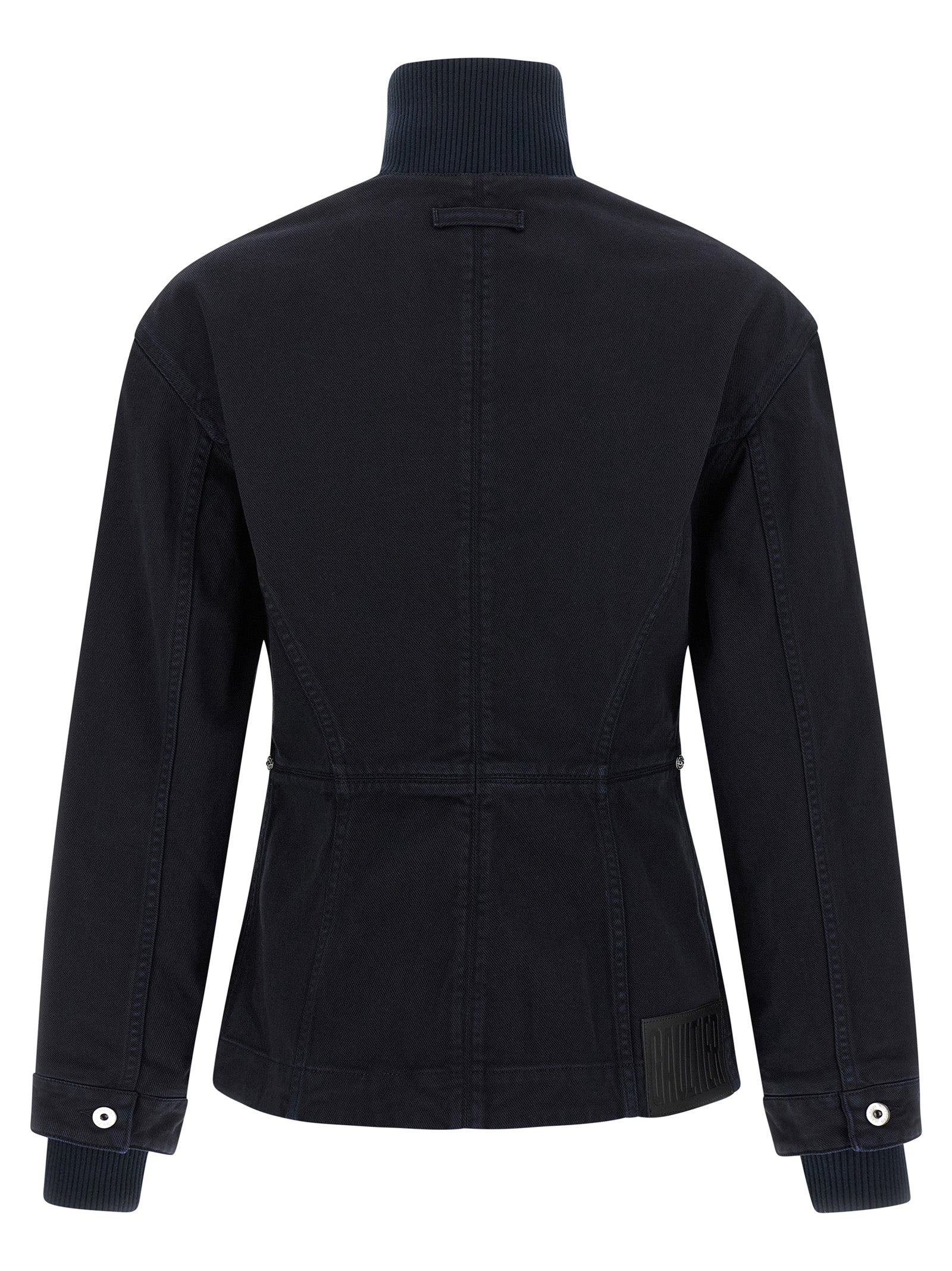 This Trucker Jacket by Jean Paul Gaultier for women in denim cotton blue exhibits a edgy silhouette, meticulously detailed with functional and a edgy for a edgy finish.