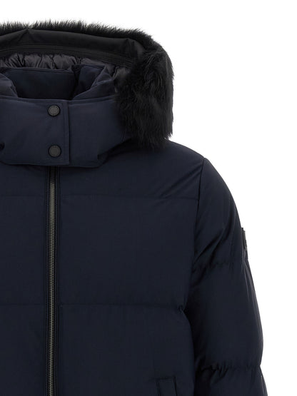 Moose Knuckles Blue Nylon Full-Length Jacket