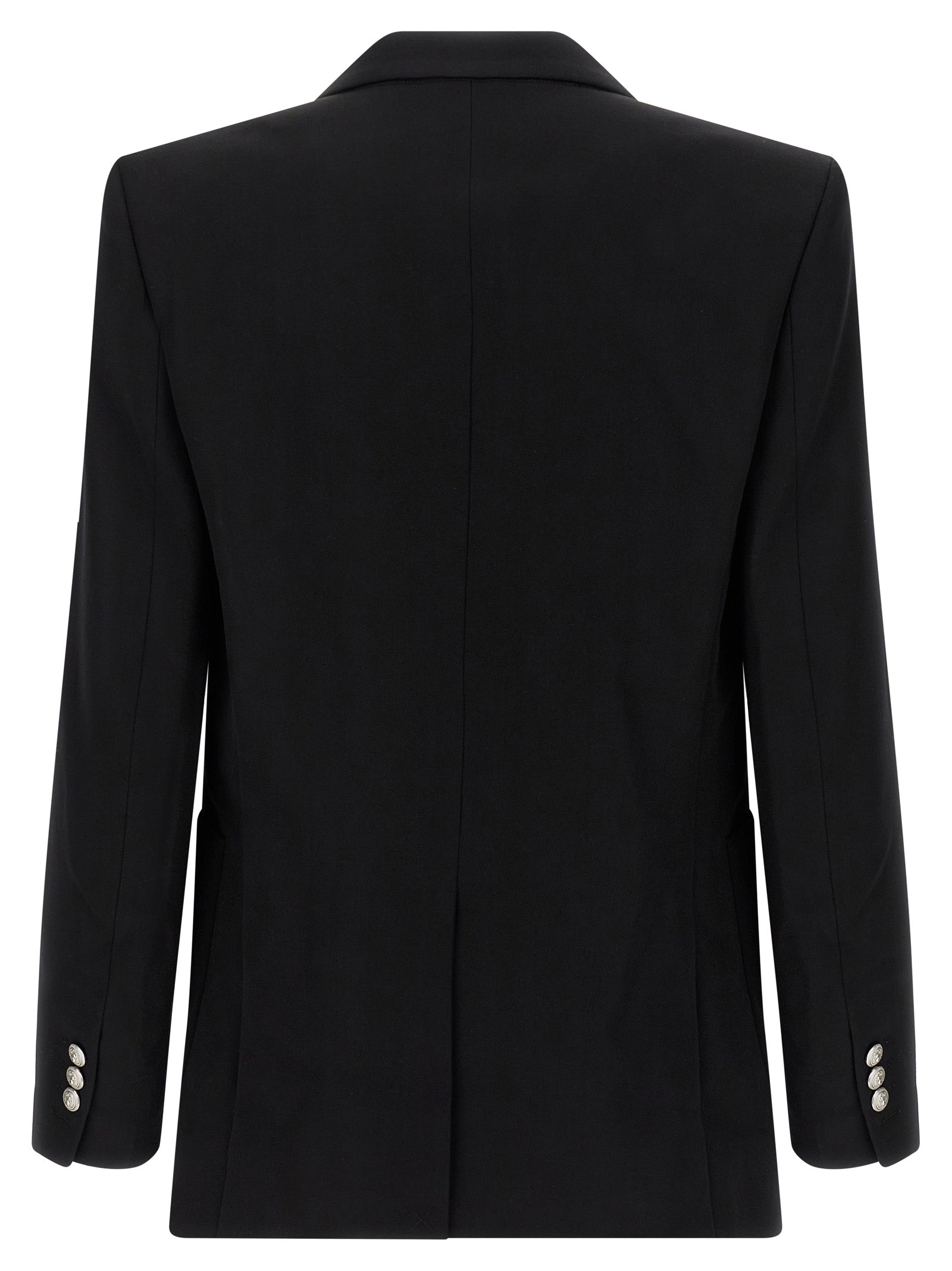 Blazer by Balmain for men in virgin wool black & monogram presents a distinguished silhouette, detailed with a distinguished and distinctive for a truly sophisticated finish.