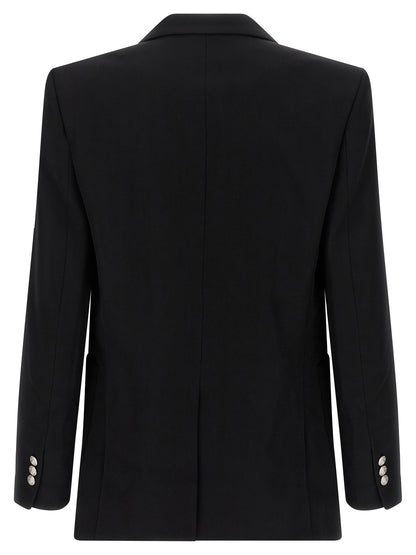 Blazer by Balmain for men in virgin wool black & monogram presents a distinguished silhouette, detailed with a distinguished and distinctive for a truly sophisticated finish.
