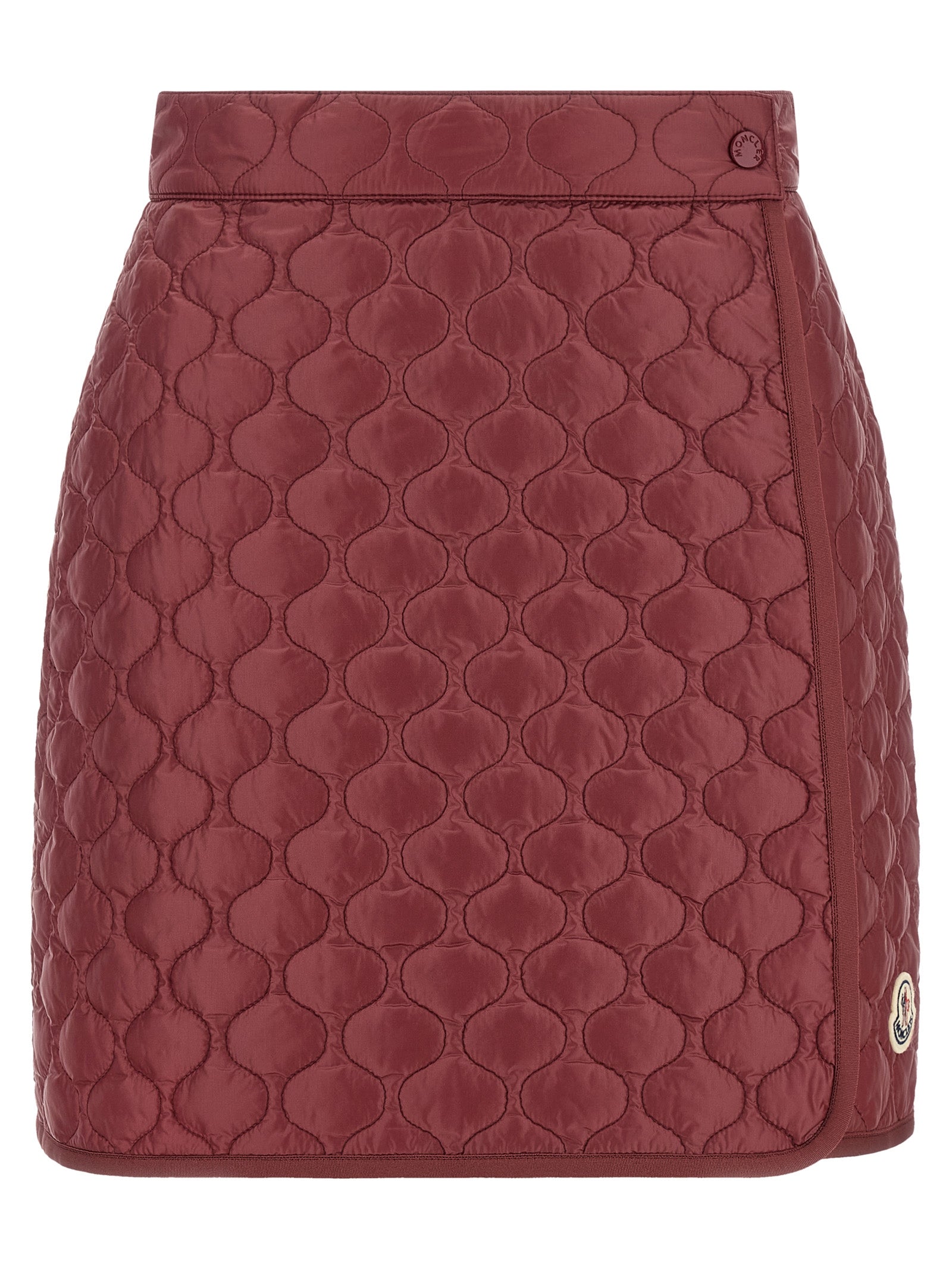 Skirt by Moncler for women in polyamide felt bordeaux features a captivating silhouette, showcasing the captivating Women's Polyamide Felt Long Skirt design with a sophisticated long for a captivating look.