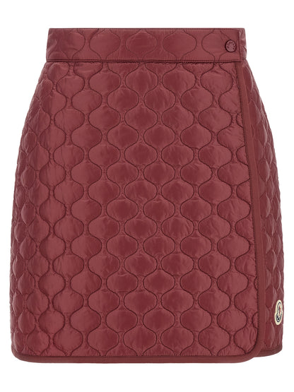 Skirt by Moncler for women in polyamide felt bordeaux features a captivating silhouette, showcasing the captivating Women's Polyamide Felt Long Skirt design with a sophisticated long for a captivating look.