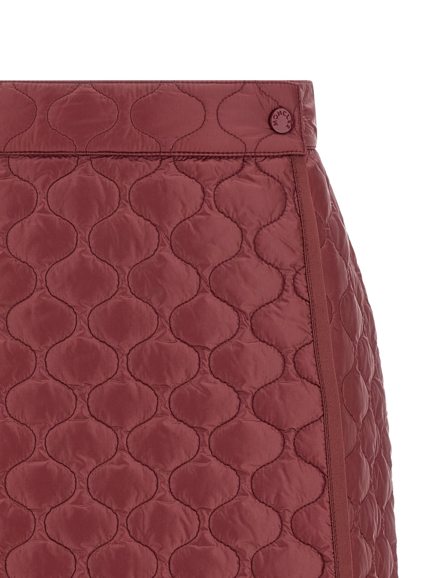 Skirt by Moncler for women in polyamide felt bordeaux features an tailored silhouette, artfully capturing the essence of Women's Polyamide Felt Long Skirt in a sophisticated long.