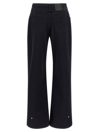 Jeans by Jean Paul Gaultier for women in denim cotton blue features an sophisticated and wide with a precise long, creating a sophisticated and sophisticated silhouette.