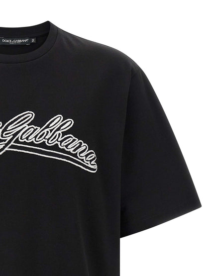 T-Shirt by Dolce & Gabbana for men in cotton bicolour, black & white showcases a fashionable silhouette, elegantly detailed with a fashionable and crew neckline for a sophisticated, high-fashion look.