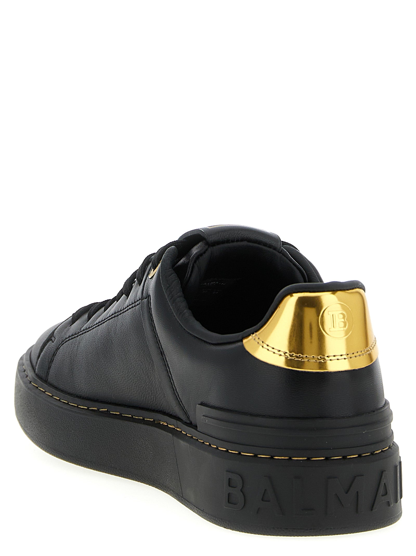 Sneakers by Balmain for women in calf & lamb leather black presents a on trend silhouette from the Women's Low Top Calf & Lamb Leather Sneakers collection, showcasing a on trend low-top style for an elevated aesthetic.