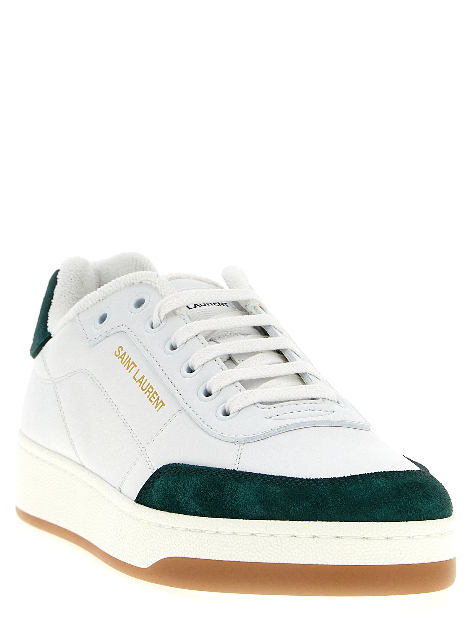 Sneakers by Saint Laurent for men in terrycloth & bos taurus calfskin leather bicolour & green features an versatile design from the Men's Low Top Terrycloth & Bos Taurus Calfskin Leather Sneakers collection, highlighting a versatile low-top style for a premium, high-fashion look.