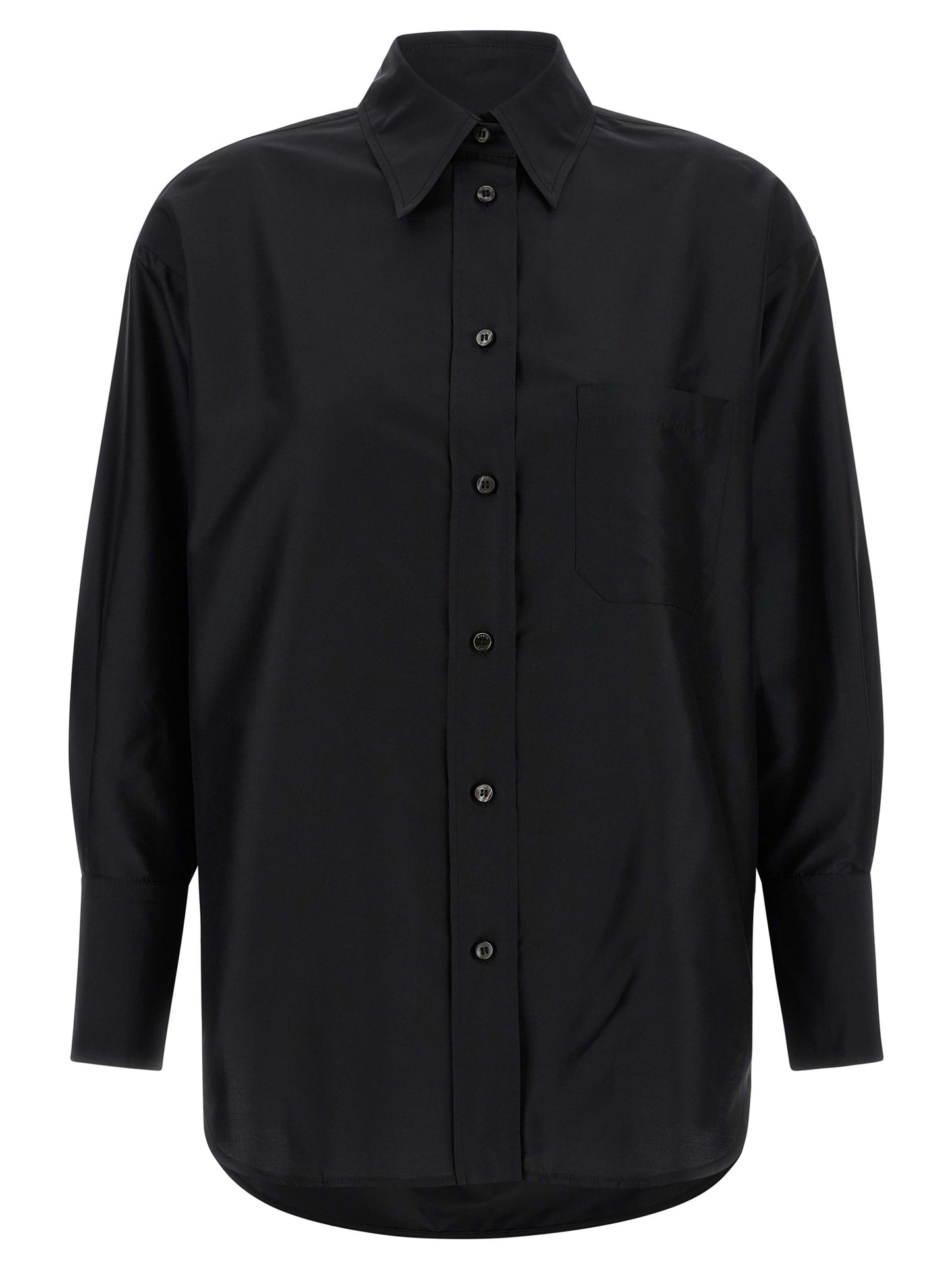Blouse by Alberto Biani for women in silk black, featuring a nuanced long-sleeve and nuanced for a sophisticated finish.