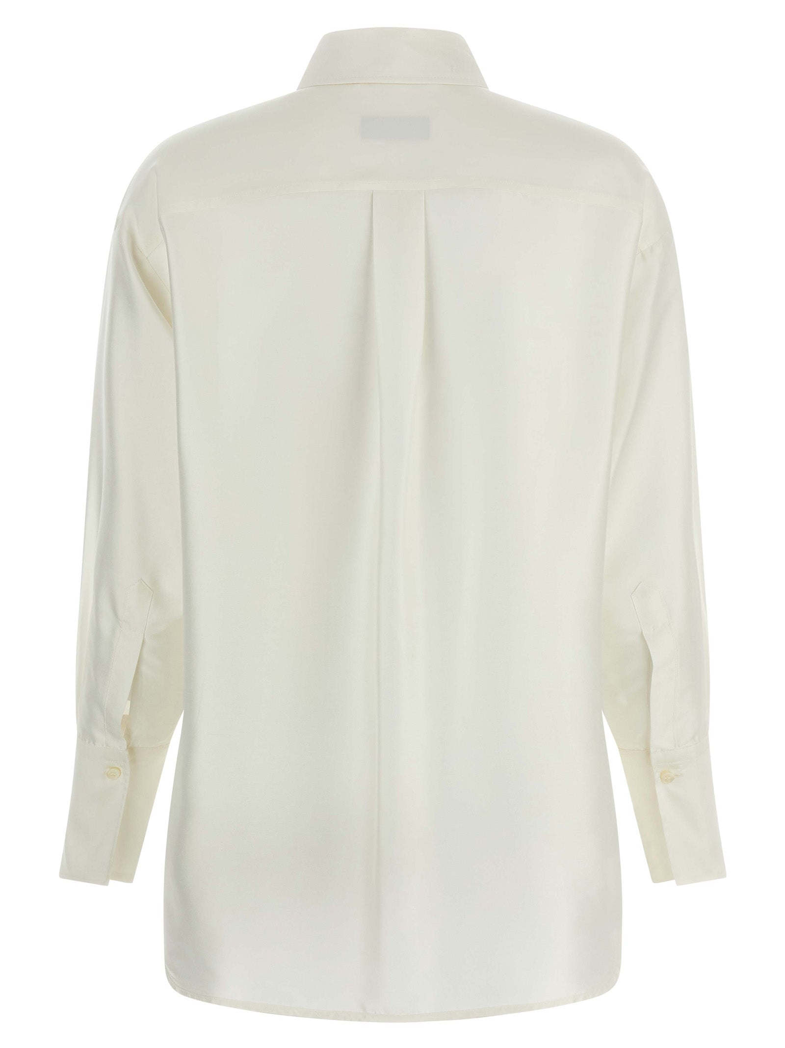 Blouse by Alberto Biani for women in silk white features an architectural silhouette with a refined and elegant for a architectural look.
