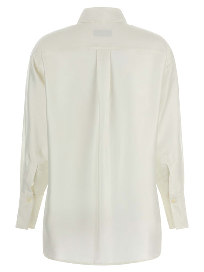 Blouse by Alberto Biani for women in silk white features an architectural silhouette with a refined and elegant for a architectural look.