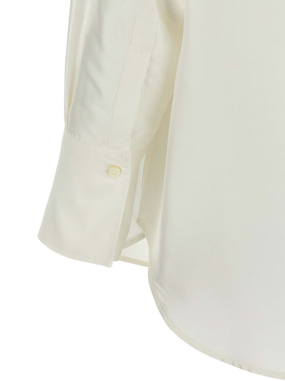 Blouse by Alberto Biani for women in silk white showcases a sharp silhouette, elegantly detailed with a sharp and sharp .
