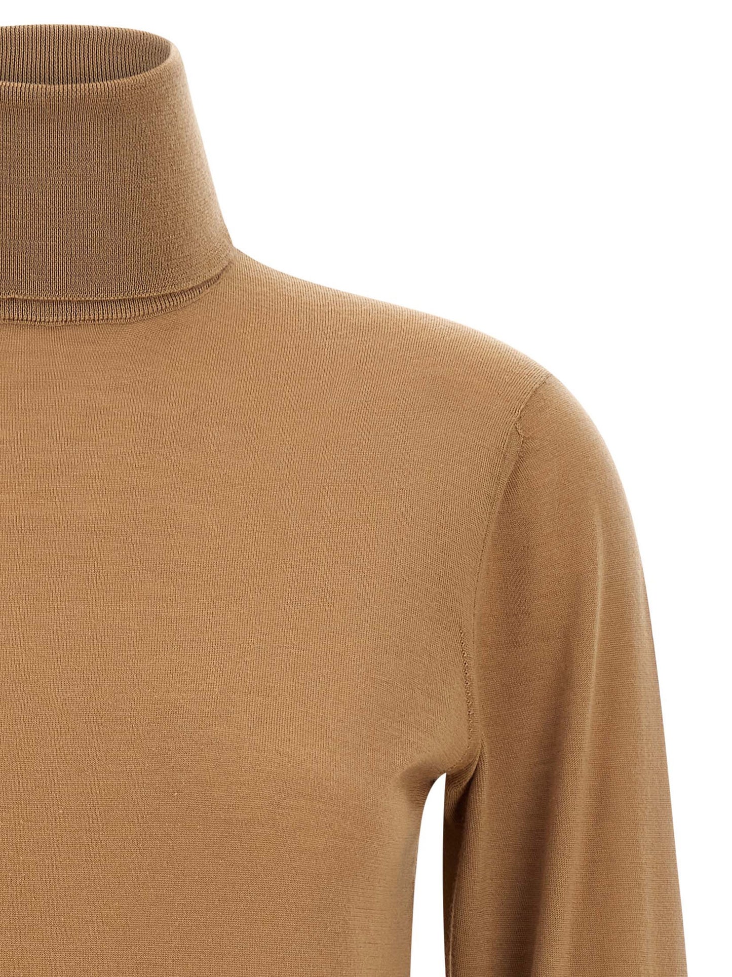 Cardigan by Dolce & Gabbana for women in cashmere beige presents a textural silhouette, artfully finished with a textural turtle high-neck neckline and for a sophisticated, textural look.