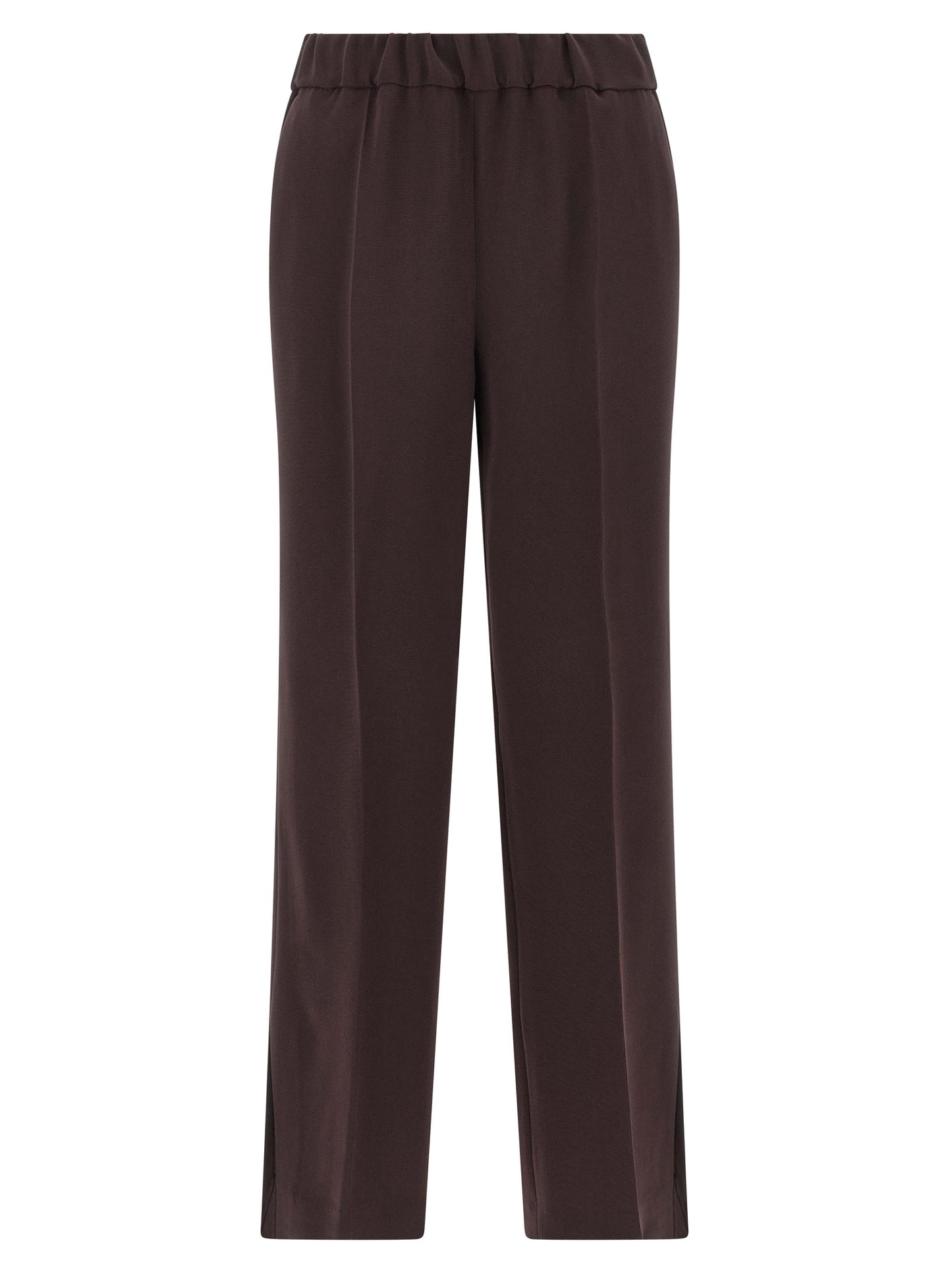 Casual Pants by Alberto Biani for women in polyester brown features an sartorial straight-leg and long with a cut for a sartorial finish.